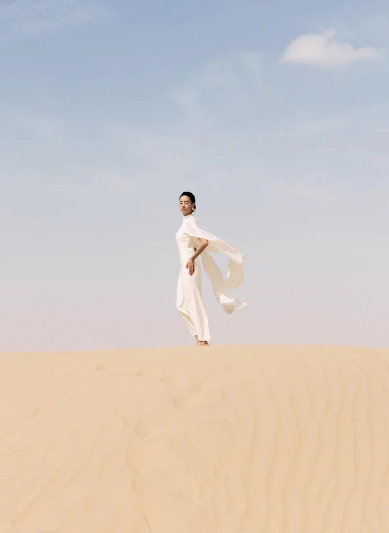 Lichi Maxi dress with loose sleeves and skirt embellishment